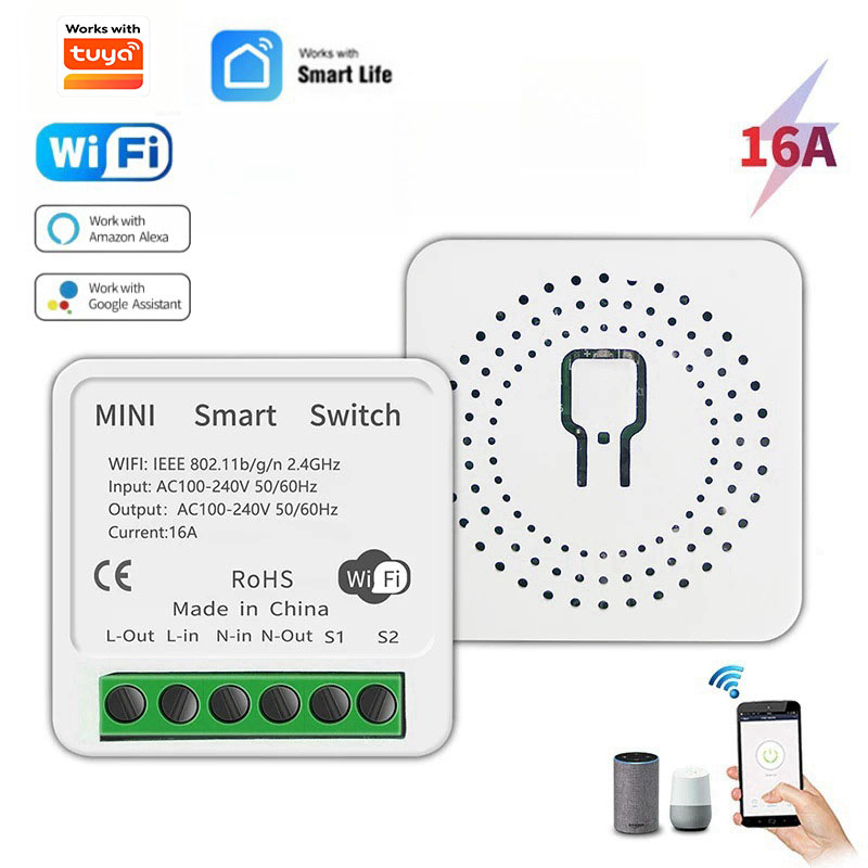Home Automation Diy - 16A 双方向制御 DIY WiFi ミニスマートライトスイッチ Tuya/スマートライフと連携