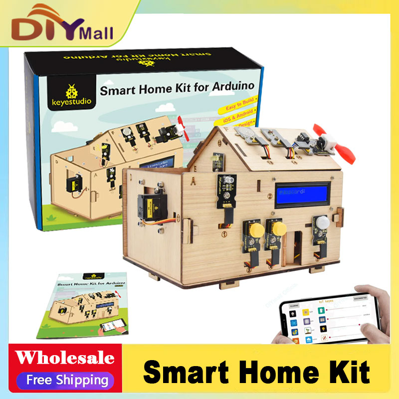 Home Automation Diy - Keyestudio スマートIoTホームキット（PLUSボード搭載）Arduinoスターターキット DIYプロジェクト STEMプログラミング ホームオートメーション用