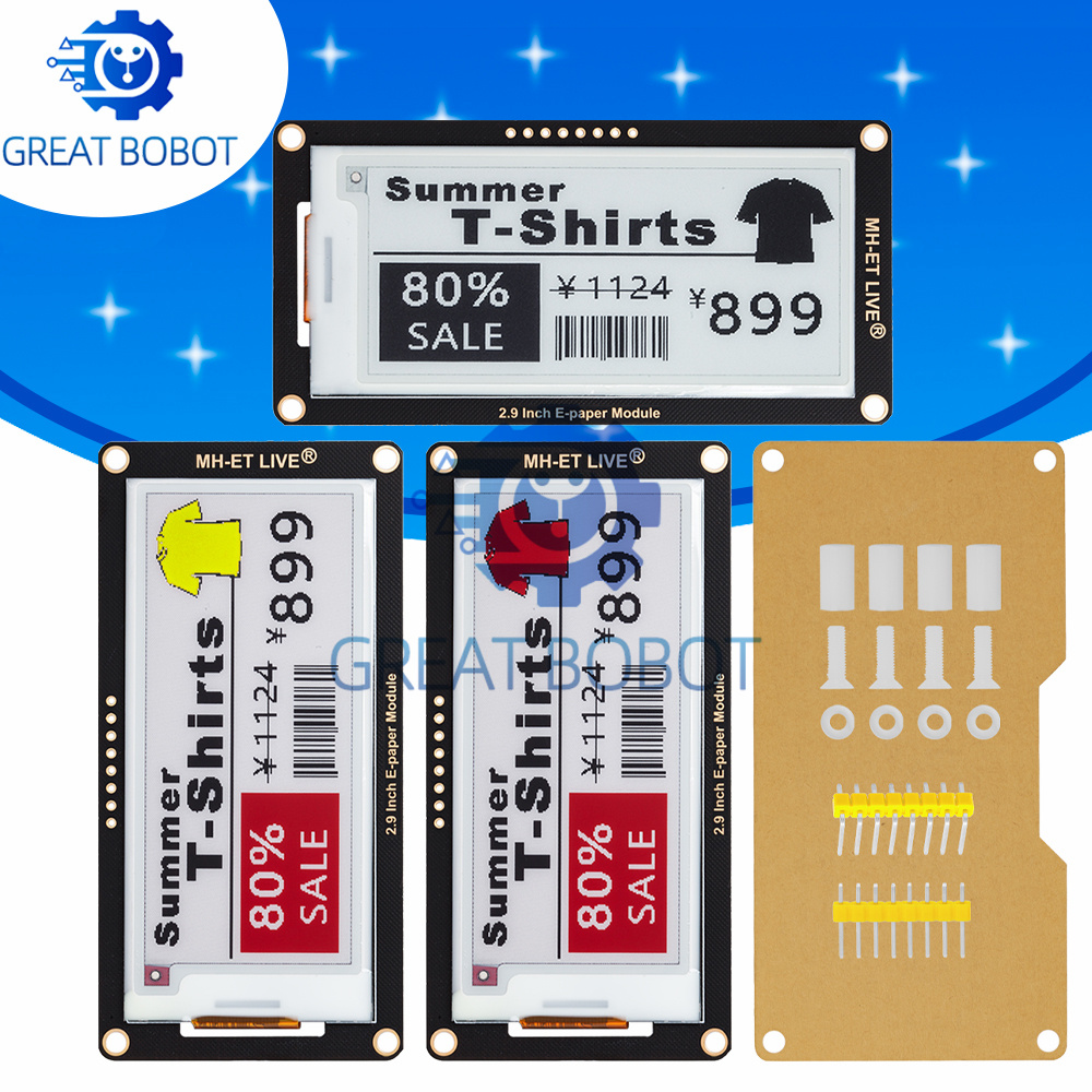 Display Epaper 2.9 - 電子インクディスプレイ画面,電子ペーパーモジュール,spiサポート,arduino uno,stm32,raspberry pi,esp32,2.9 