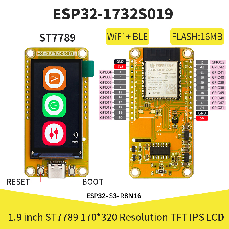 Home Automation Arduino - ESP32-S3 1.9インチIPS LCD 170*320 HMI 8M