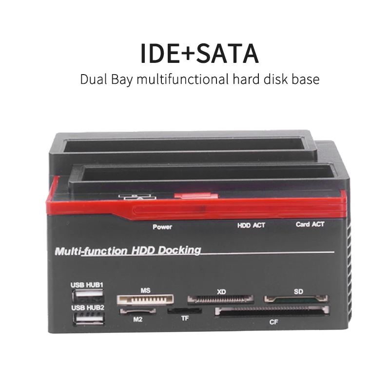 Home Assistant Sd - Sata ide hddドッキングステーション、クローンエンクロージャー、2ポート、USB 2.0ハブ、ms、m2、xd、cf、sd、tfカードリーダー、2.5 