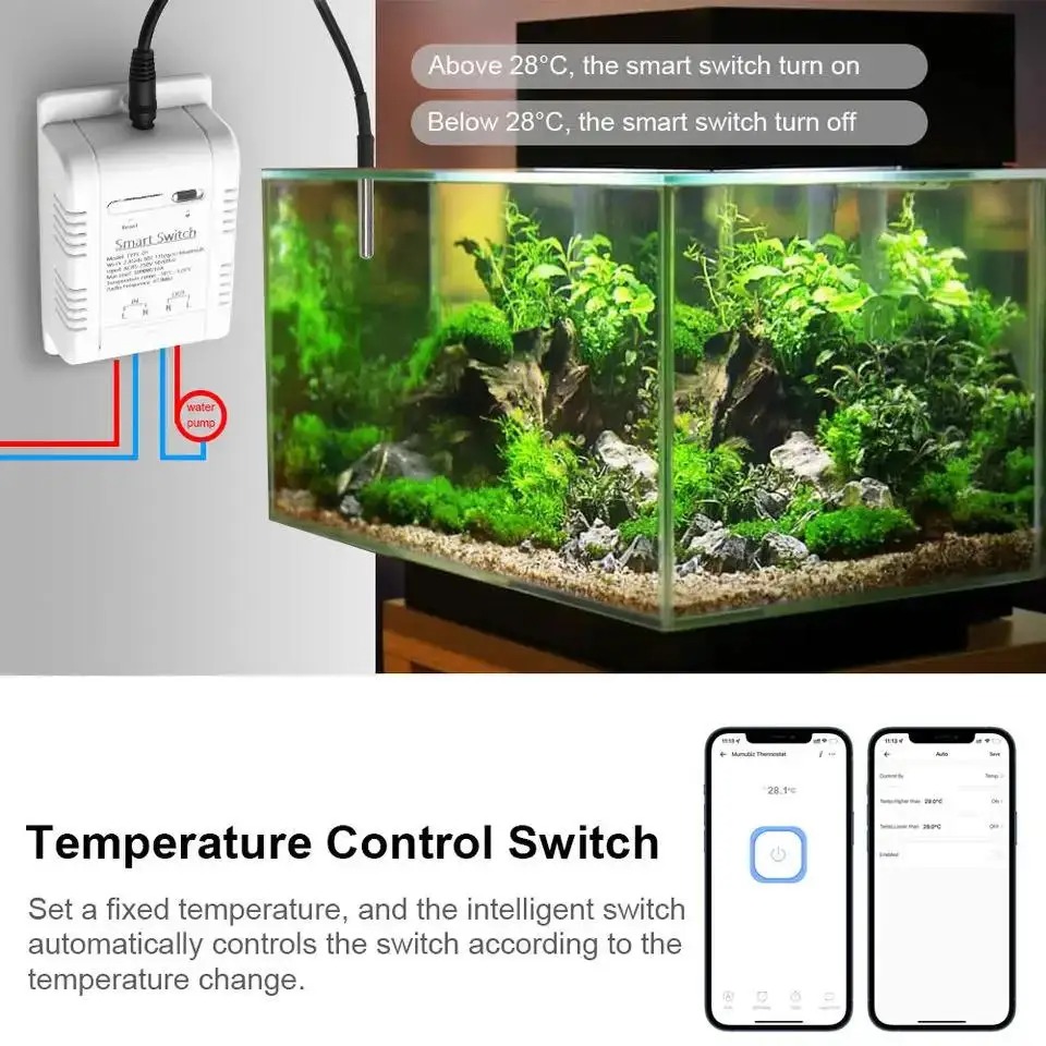 Tuya Wifi 16A/20A スマート温度湿度スイッチ - Sonoff Basic Switch のレビューと価格