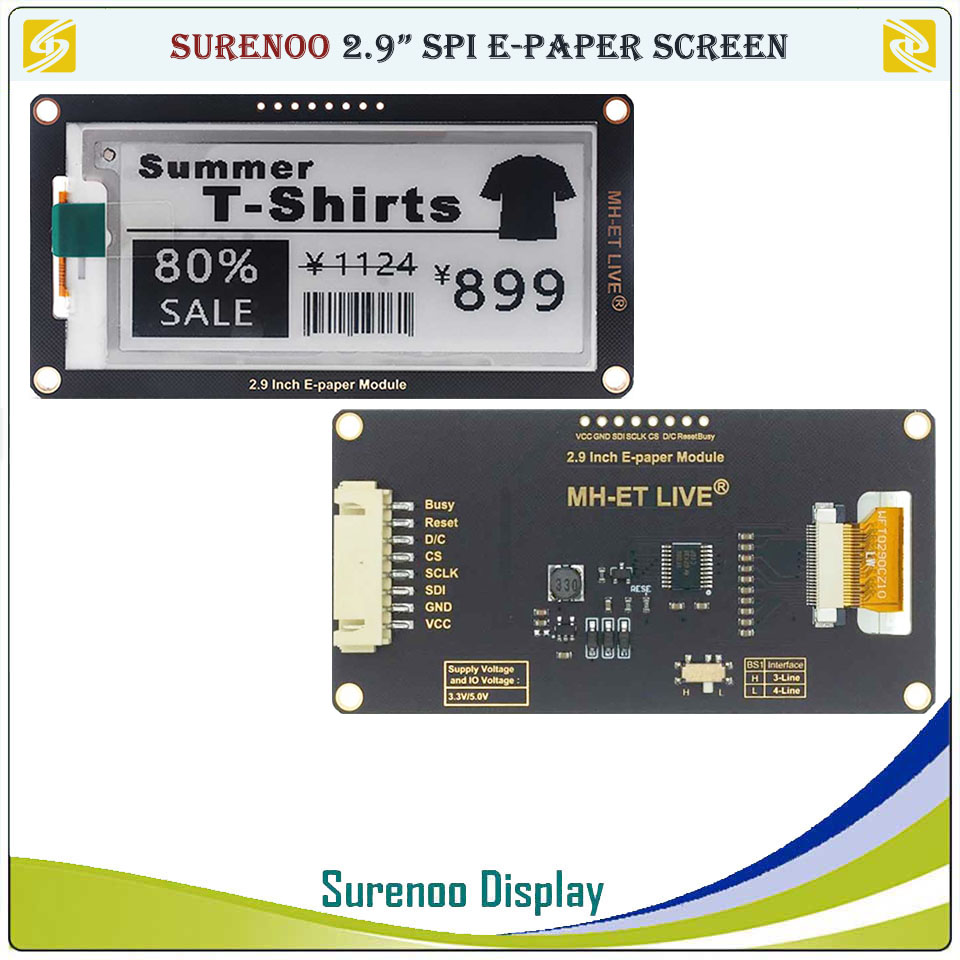 電子書籍用インクディスプレイ画面,2.9インチ,128x29 - Display Epaper 2.9 のレビューと価格