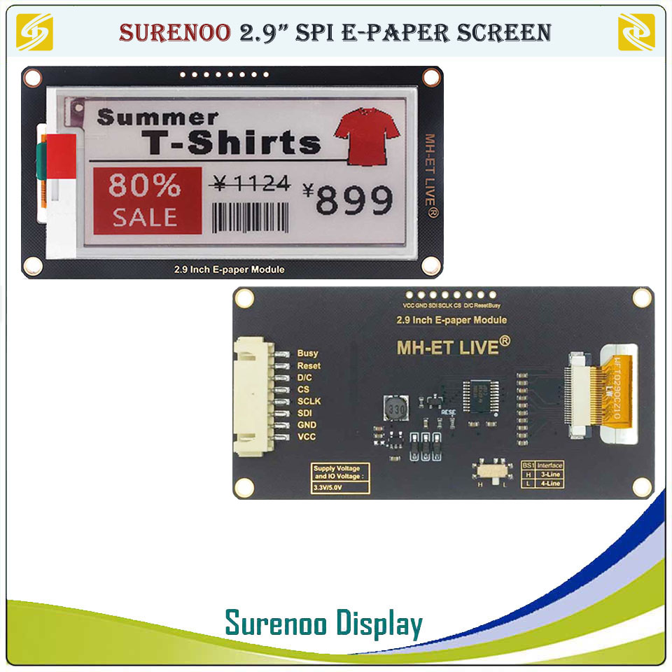 電子書籍用インクディスプレイ画面,2.9インチ,128x29 - Display Epaper 2.9 のレビューと価格