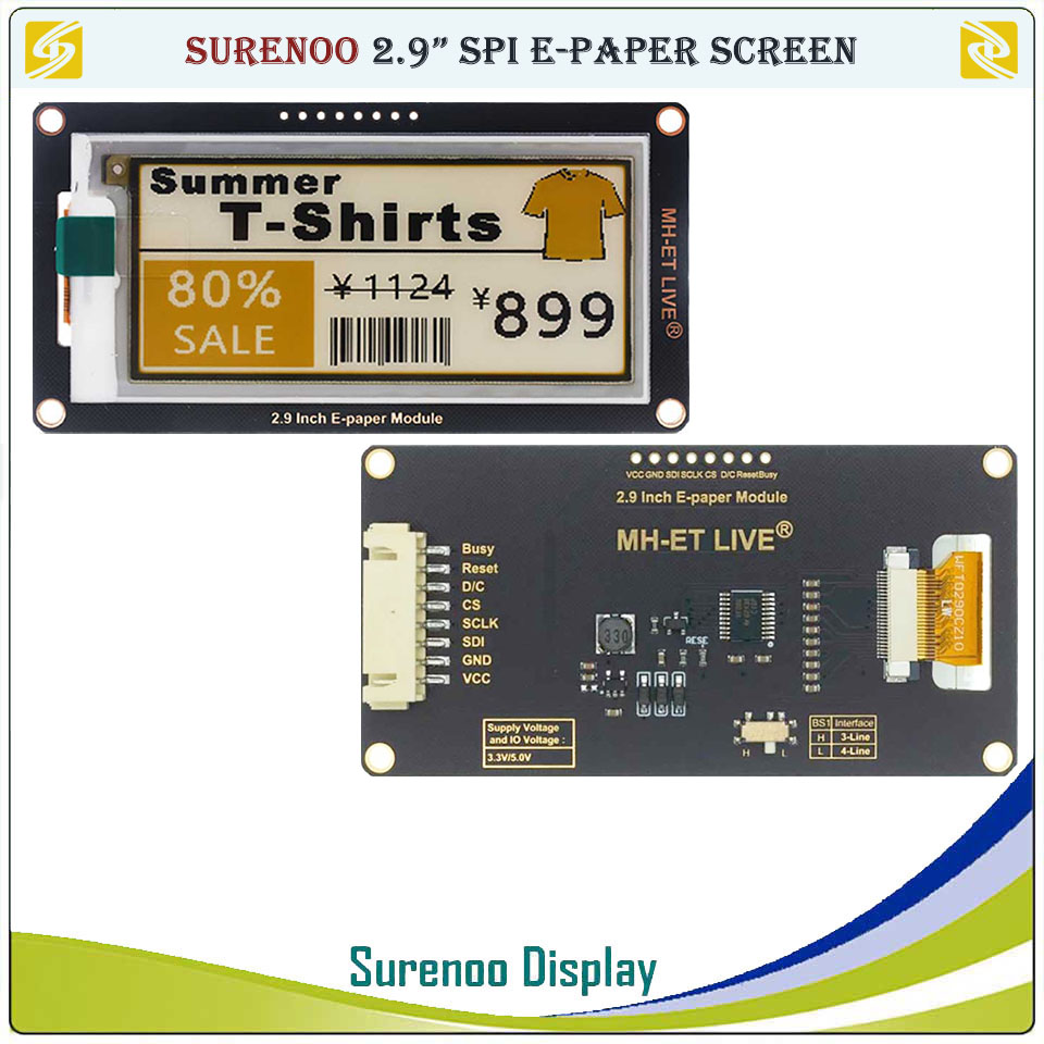 電子書籍用インクディスプレイ画面,2.9インチ,128x29 - Display Epaper 2.9 のレビューと価格