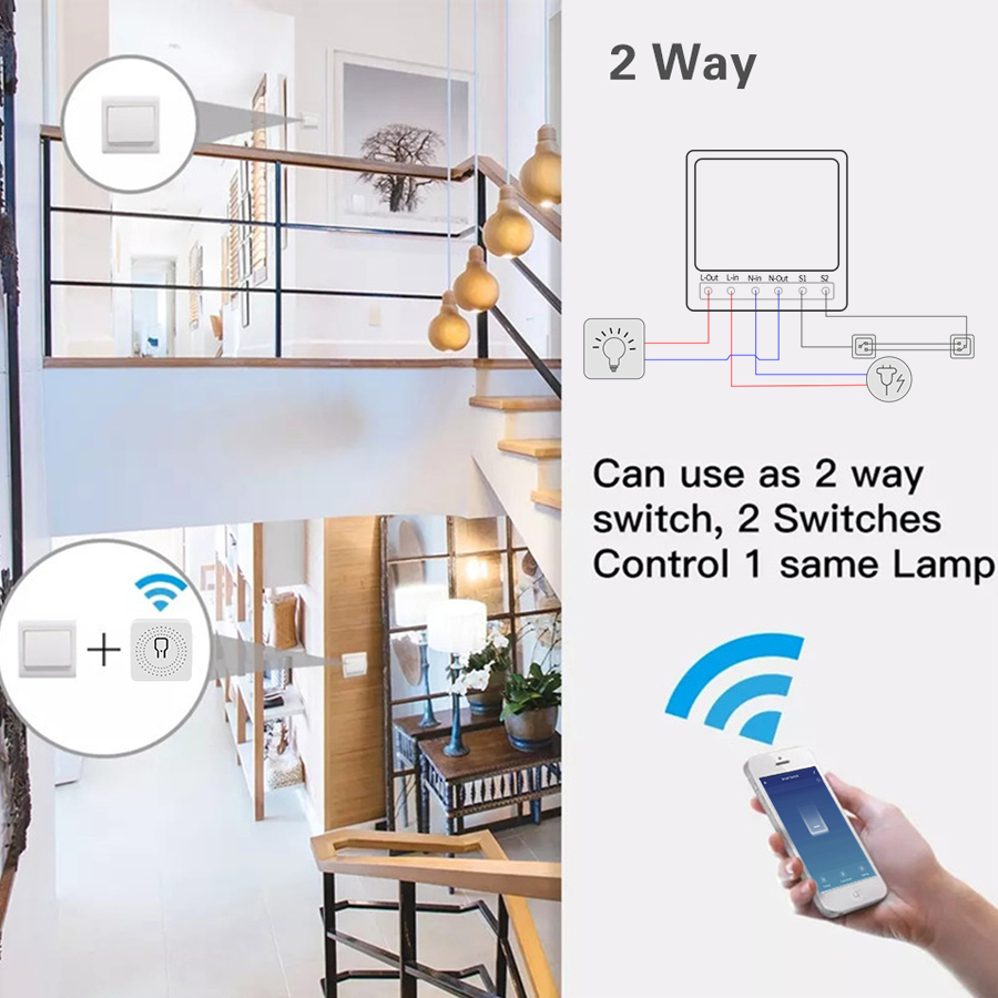2ウェイミニDIYスマートスイッチTuya WiFiライトス - Home Automation Diy のレビューと価格