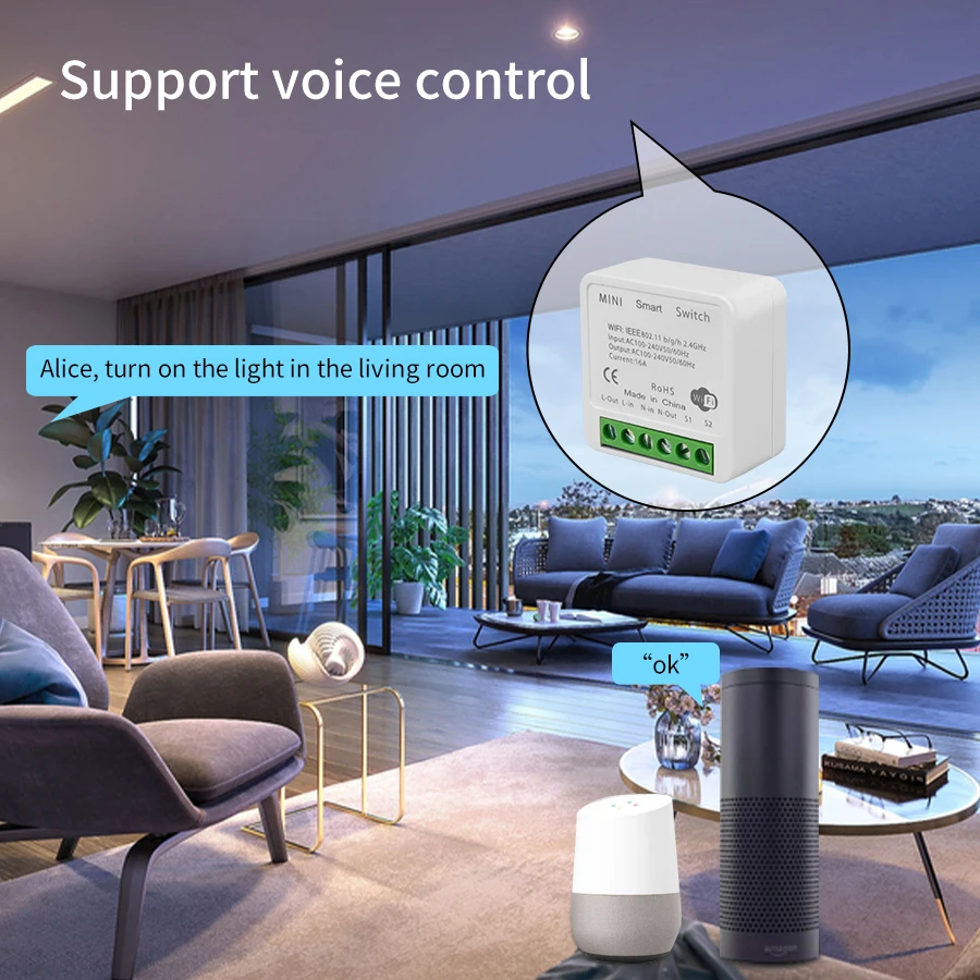 2ウェイミニDIYスマートスイッチTuya WiFiライトス - Home Automation Diy のレビューと価格